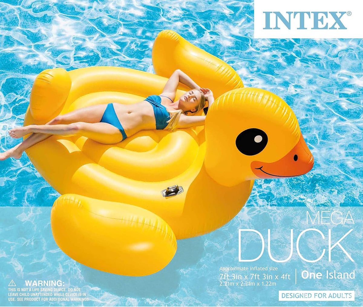 Intex Mega Duck Island – Giant Inflatable Float (87" x 87" x 48")