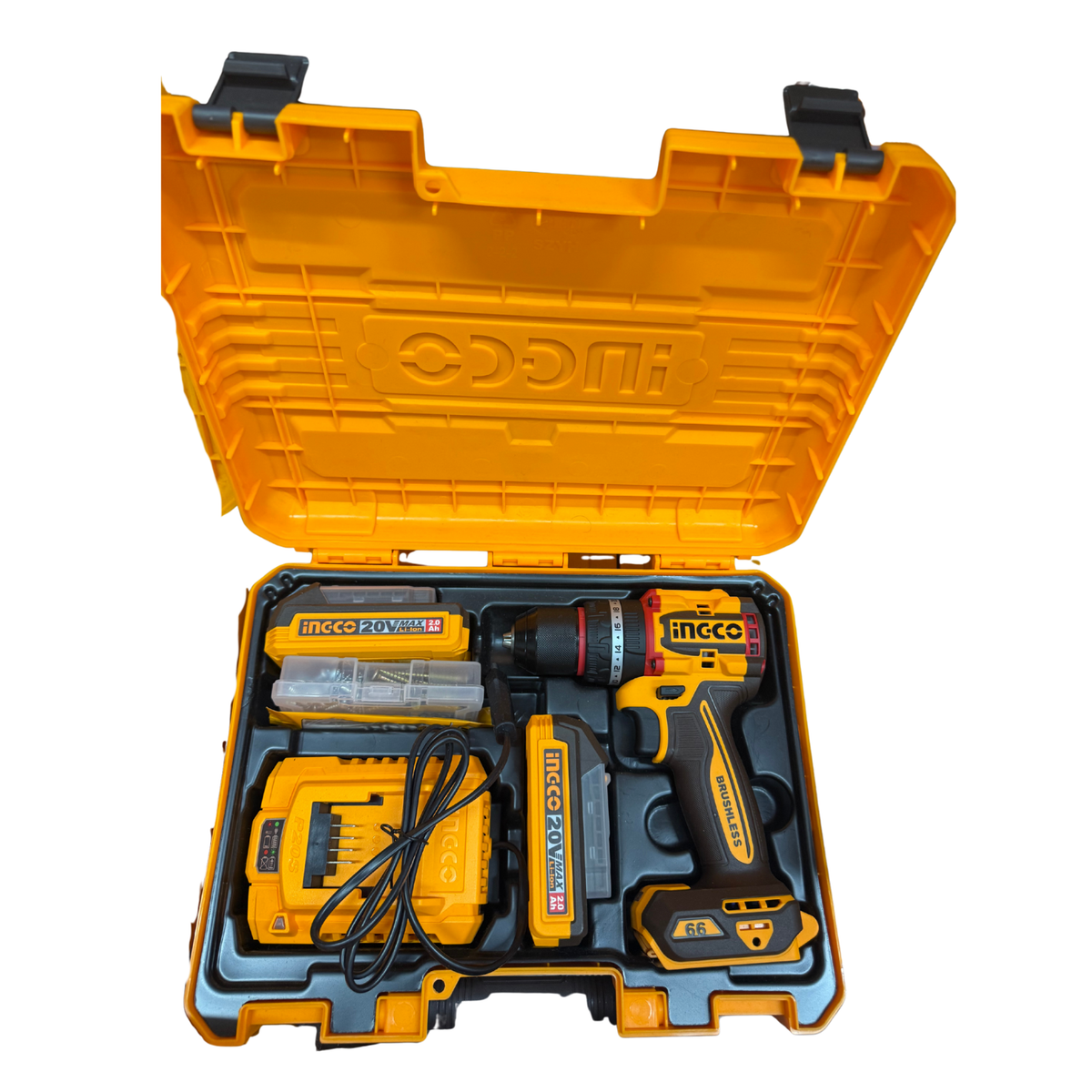 INGCO 20V Brushless Cordless Drill Driver Kit