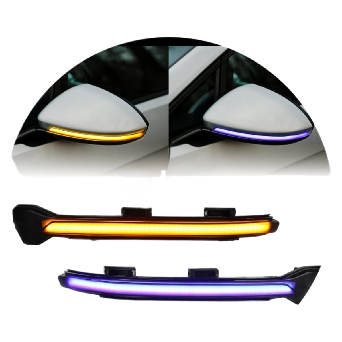 Golf 7 LED Mirror Lights – Yellow + Blue Dynamic Sequential (2 Pieces)