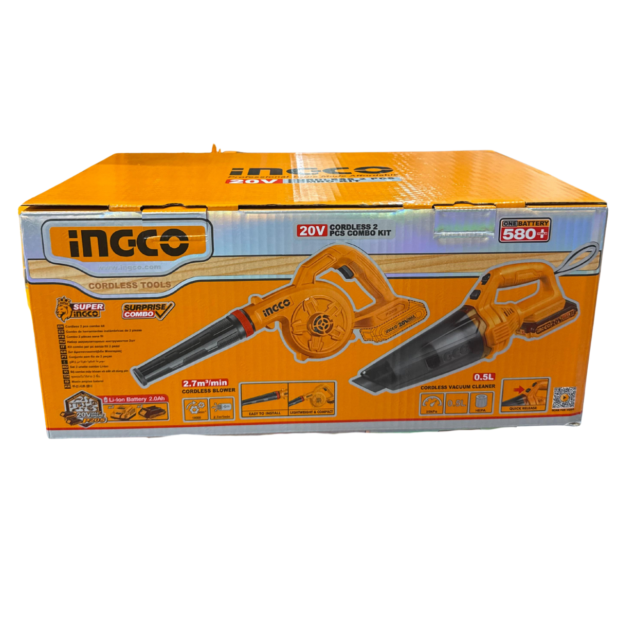 INGCO Cordless 2 Pcs Combo Kit – Blower & Vacuum Cleaner (20V)
