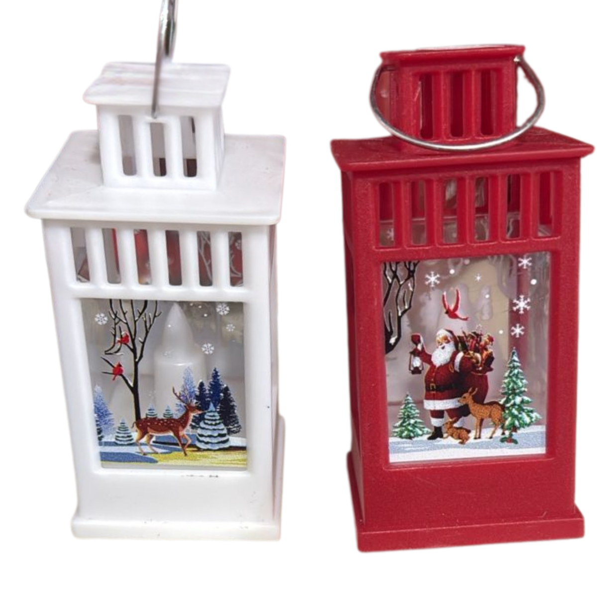 Mini Christmas Lantern – LED Holiday Scene (White or Red)