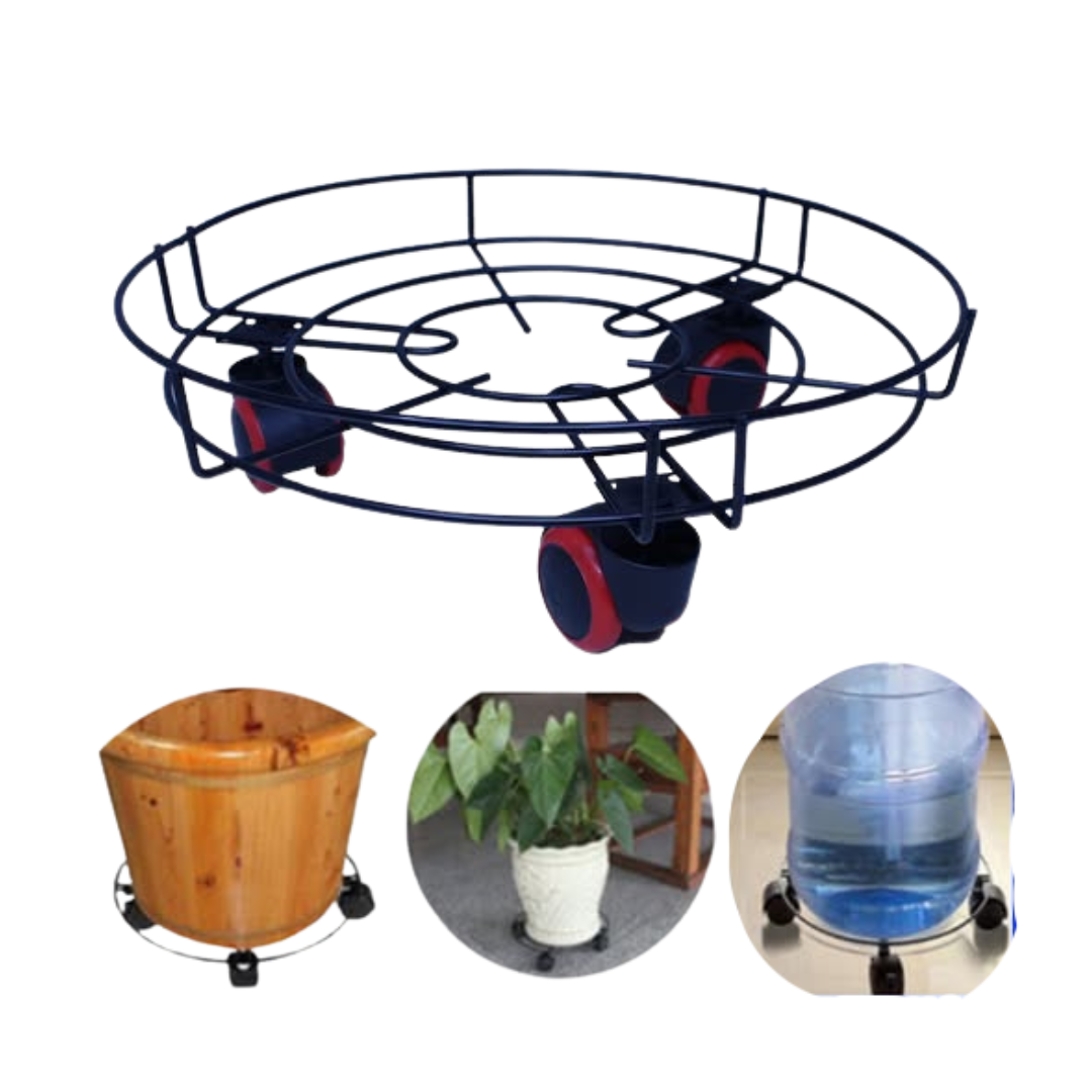 Heavy-Duty Round Plant or Gaz Caddy with Wheels