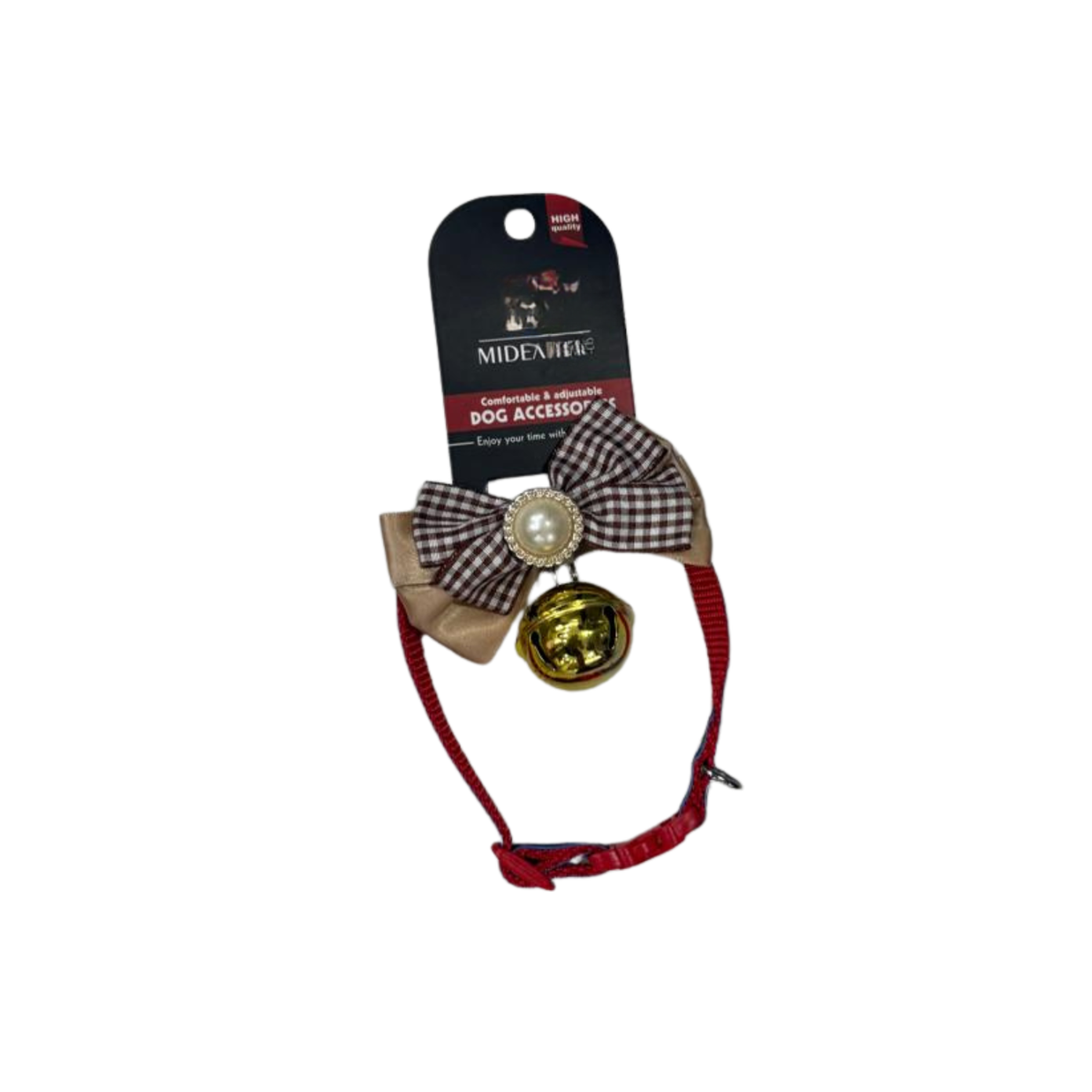 Mideapet Adjustable Dog Collar with Bow & Bell – Stylish & Comfortable