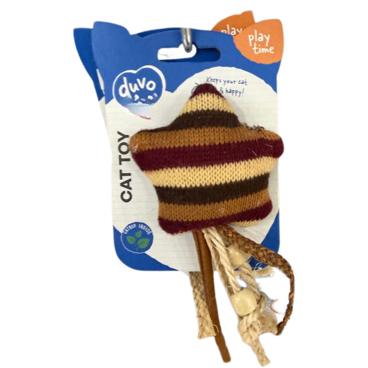 Duvo Plus Knit Cat Toy with Feathers & Rope