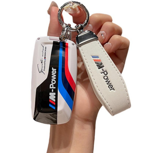 BMW F Series Key Cover + Leather Keychain – M Power Edition (High Quality)