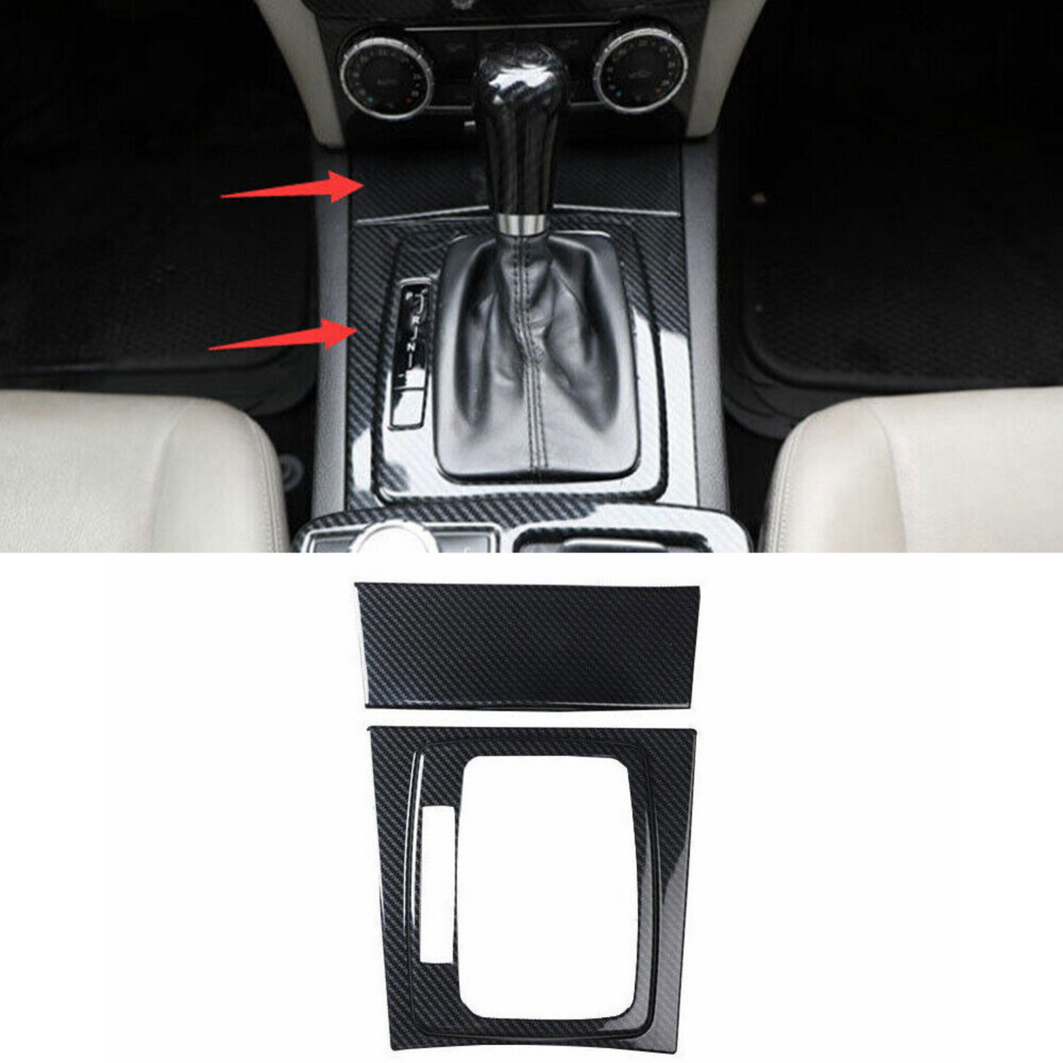 Mercedes  Carbon Center Console Cover – Premium Plastic (Not Rubber)