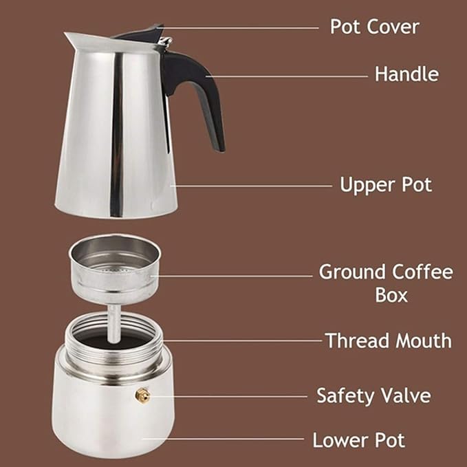6-Cup Stainless Steel Espresso Maker