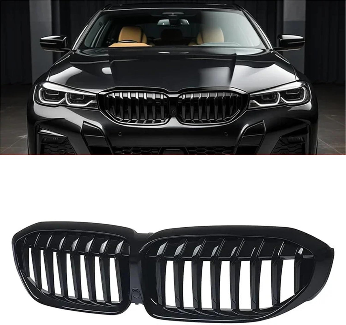 BMW 3 Series G20 G21 (2019–2022) Front Kidney Grill – Black Diamond  Single Line – With or Without Camera