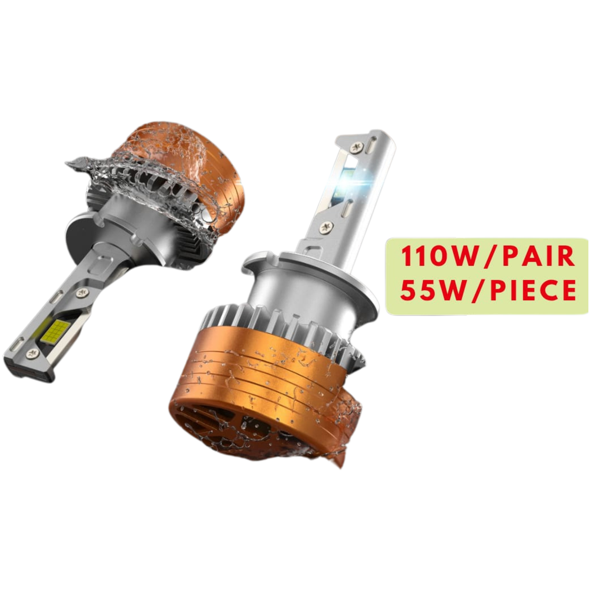 Premium D2S LED Headlight Bulbs – 55W Each (110W/Pair) with Vacuum Heat Pipe Cooling