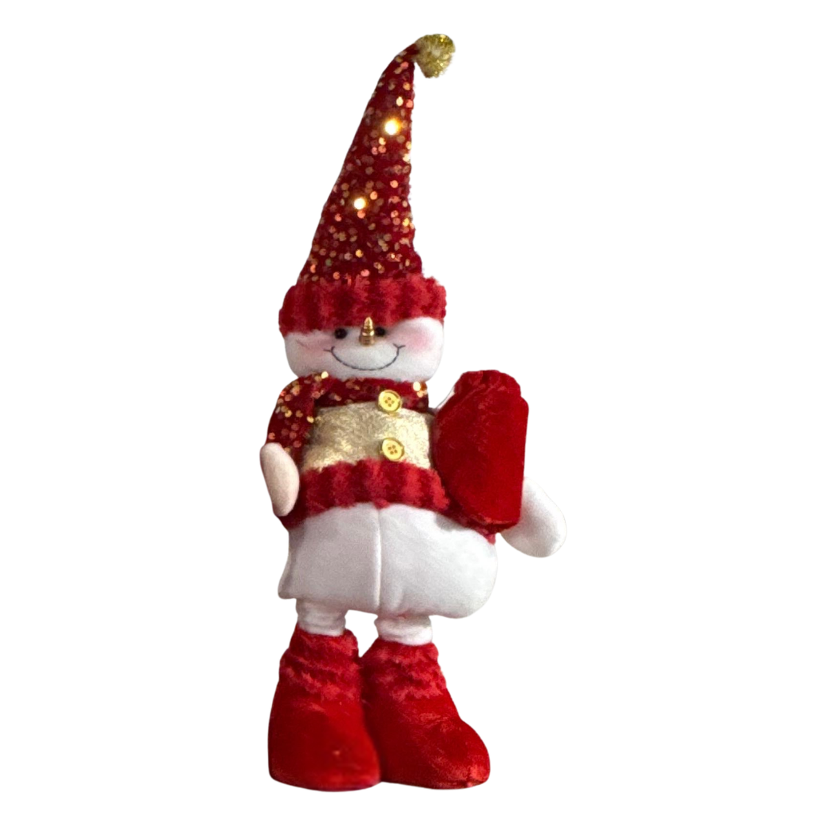 Sequined Snowman Plush Decoration – Festive Standing Christmas Figure