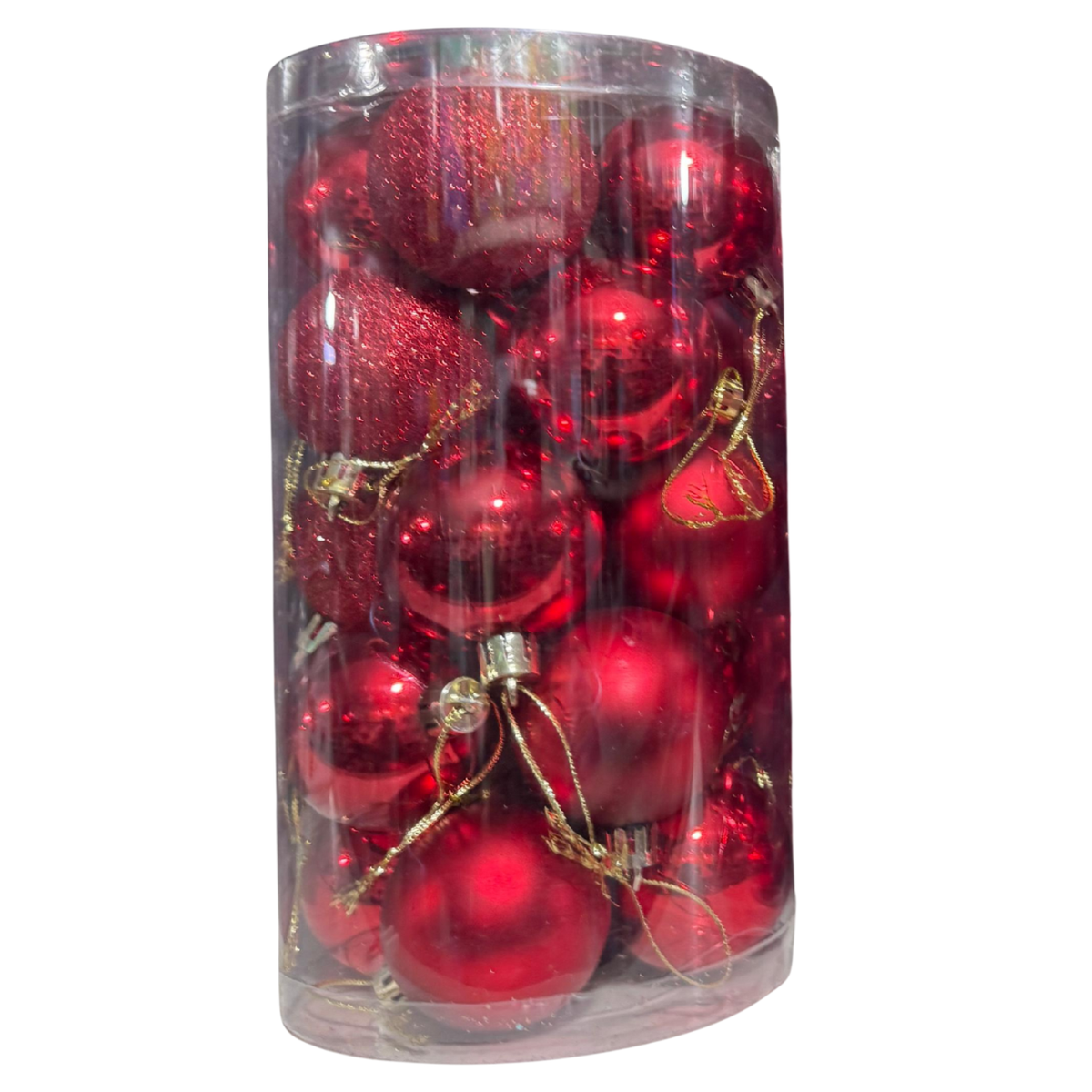 Red Christmas Ornament Ball Set – Shiny & Glitter Baubles (Assorted Mix)