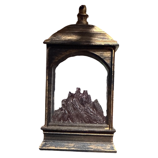 Vintage Hanging Lantern Ornament – Rustic Mountain Scene Christmas Decoration