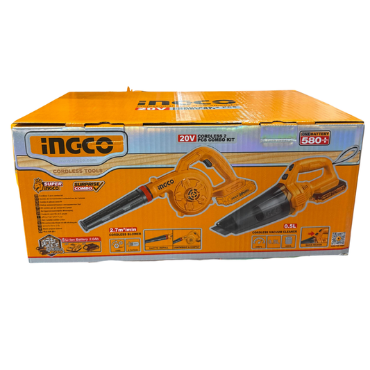 INGCO Cordless 2 Pcs Combo Kit – Blower & Vacuum Cleaner (20V)