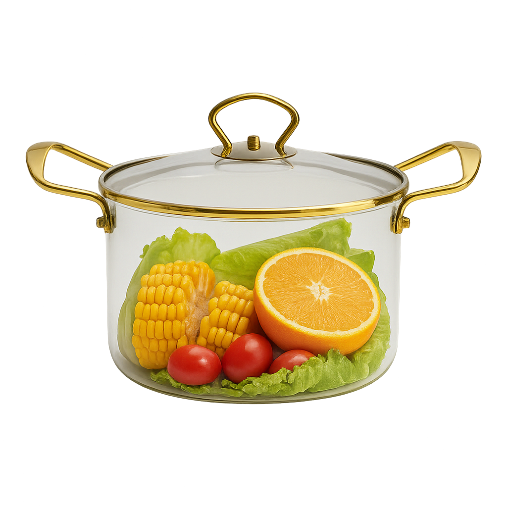 Stainless steel handle double ear glass pot 3.5l