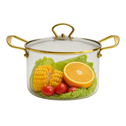 Stainless steel handle double ear glass pot 3.5l