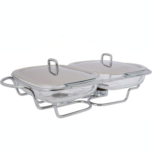 Double Glass Food Warmer with Stand (2 x 1.5L)