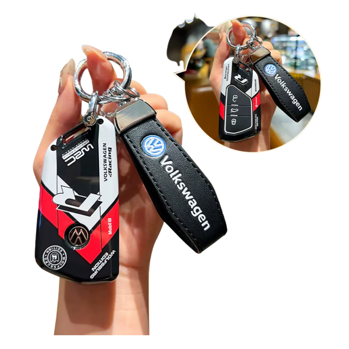 Volkswagen Golf 5,6,7 & SEAT Key Cover + Leather Keychain – Premium Protection Set