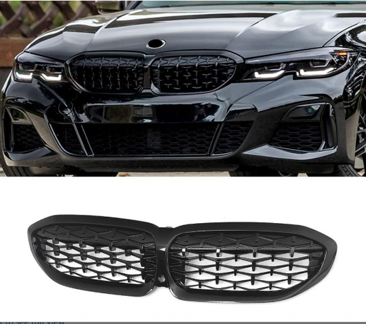 BMW 3 Series G20 G21 (2019–2022) Front Kidney Grill – Black Diamond  Single Line – With or Without Camera