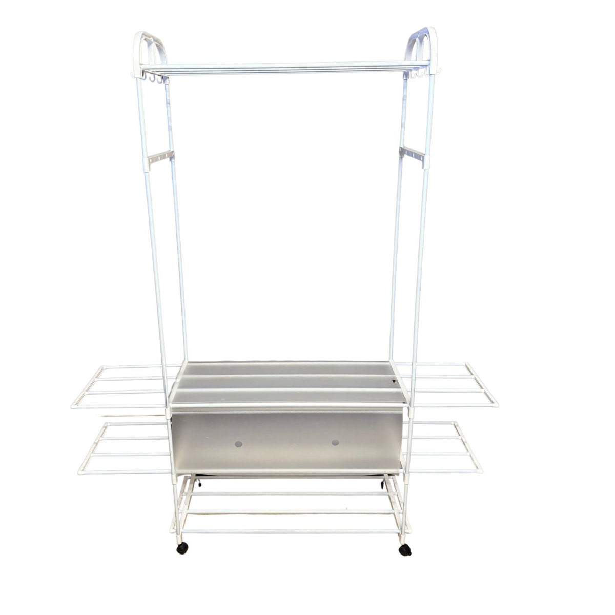 Multi-Function Rolling Clothes  Rack for Storage & Hooks