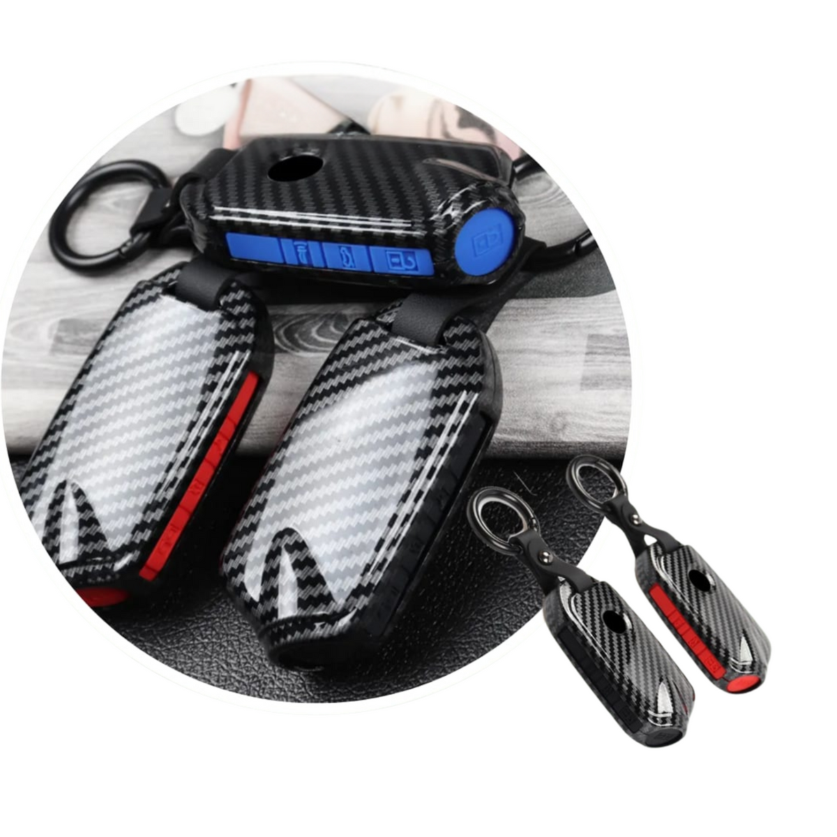 KIA Key Cover (2019+) – Carbon Pattern with Red or Black Trim