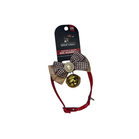 Mideapet Adjustable Dog Collar with Bow & Bell – Stylish & Comfortable